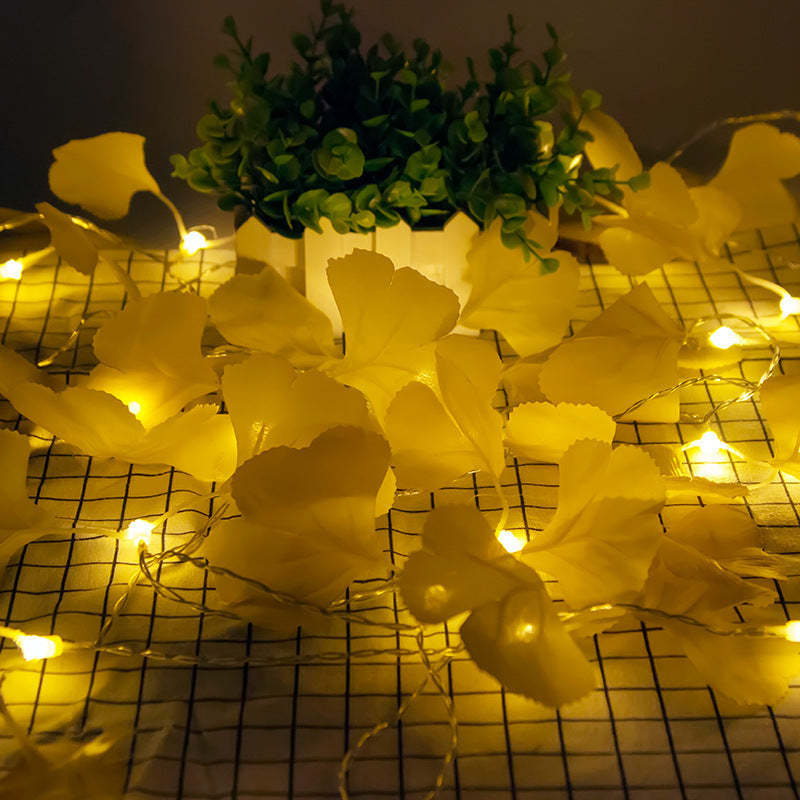 Yellow Ginkgo Leaf LED Fairy Lamp Artistic Plastic Battery Festive String Lighting-xinru