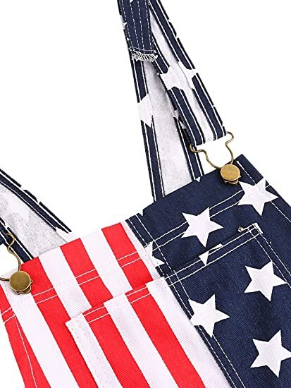 Unisex Overalls Jumpsuit American Flag 4th of July Couple Casual Romper Shorts-xinru