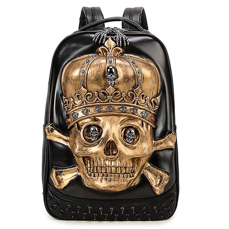 3D Leather Skull Backpack-xinru shop