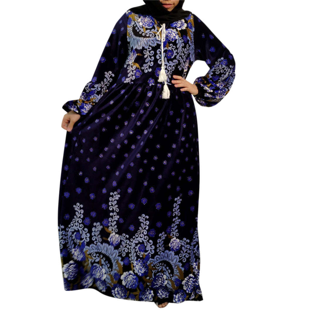 Ramadan Women's Thickened Velvet Robe Islamic Muslim Casual-xinru