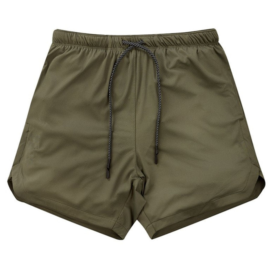 Men Drawstring Waist Sports Shorts With Phone Pocket-xinru
