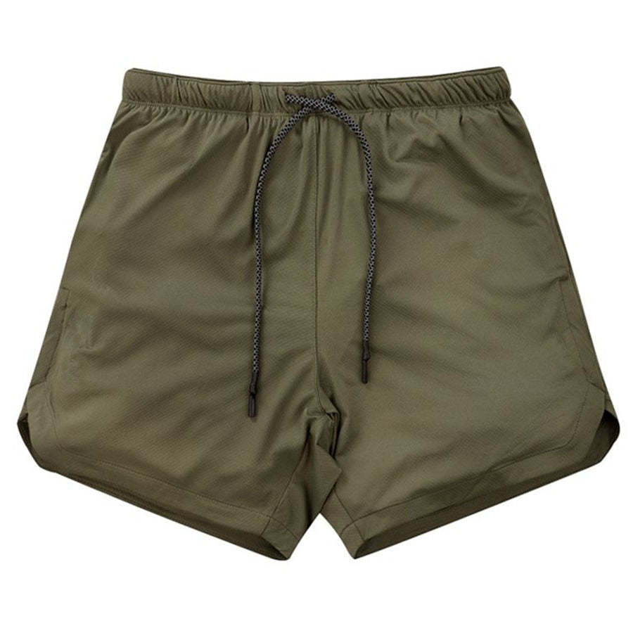 Men Drawstring Waist Sports Shorts With Phone Pocket-xinru