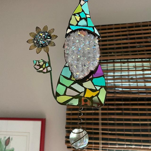 Stained Glass Garden Gnome SunCatcher-xinru