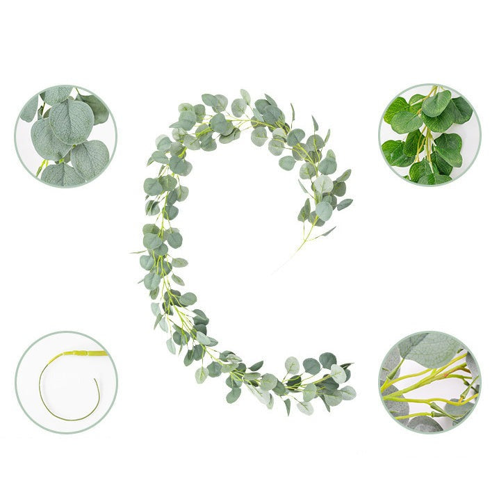 5.9FT Green Faux Eucalyptus Leaves Spring Garland-xinru