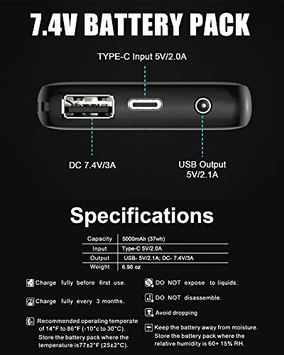 7.4V Battery Pack Rechargeable Battery 5000mAh-xinru shop