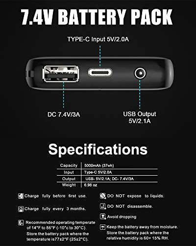 7.4V Battery Pack Rechargeable Battery 5000mAh-xinru shop