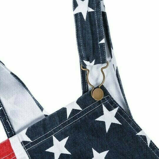 Men Women US American Flag Printed Overalls Shorts Jumpsuit Lover Couple Pants-xinru