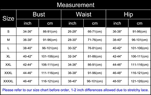 Anyou Womens Lingerie Stretchy Lace Teddy Plus Size Bodysuit Chemise Nightwear with Stockings Size S-XXXXL-xinru shop