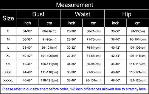 Anyou Womens Lingerie Stretchy Lace Teddy Plus Size Bodysuit Chemise Nightwear with Stockings Size S-XXXXL-xinru shop