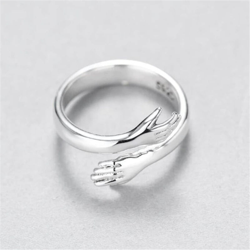 Women Sterling Silver Adjustable Love Hug Ring-xinru