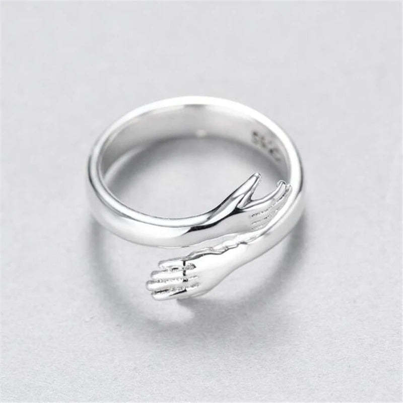 Women Sterling Silver Adjustable Love Hug Ring-xinru