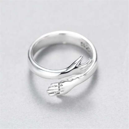 Women Sterling Silver Adjustable Love Hug Ring-xinru