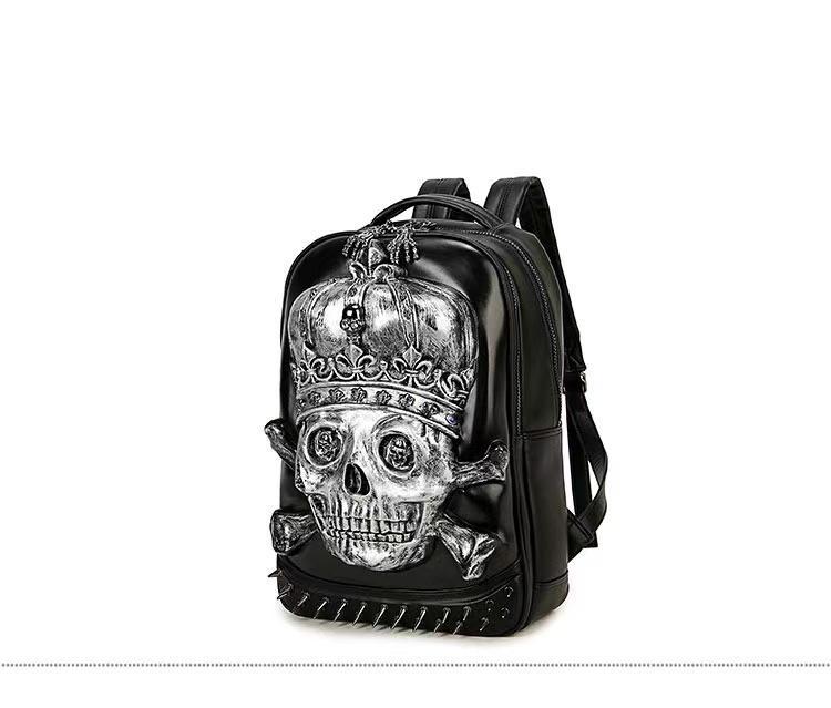 3D Leather Skull Backpack-xinru shop