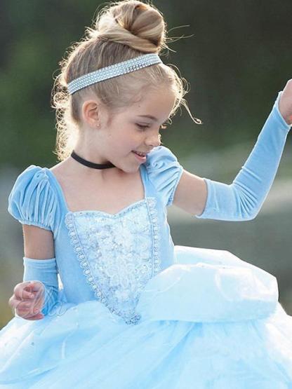 Cinderella Fairytale Princess Cosplay Dress For Girls-xinru