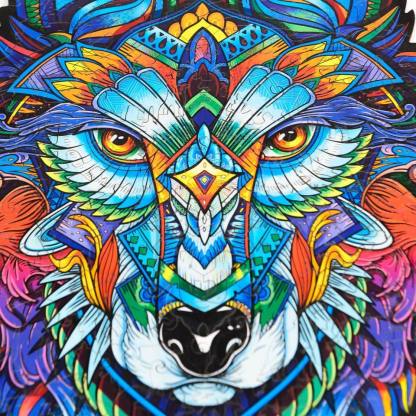 Wooden Jigsaw Puzzle Majestic Wolf With Box-xinru