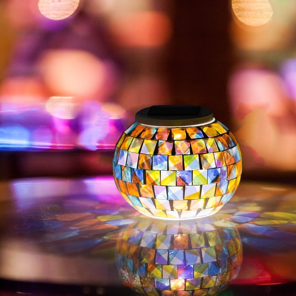 LED Solar Powered Mosaic Glass Ball Garden Light-xinru