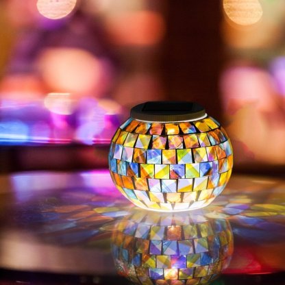 LED Solar Powered Mosaic Glass Ball Garden Light-xinru