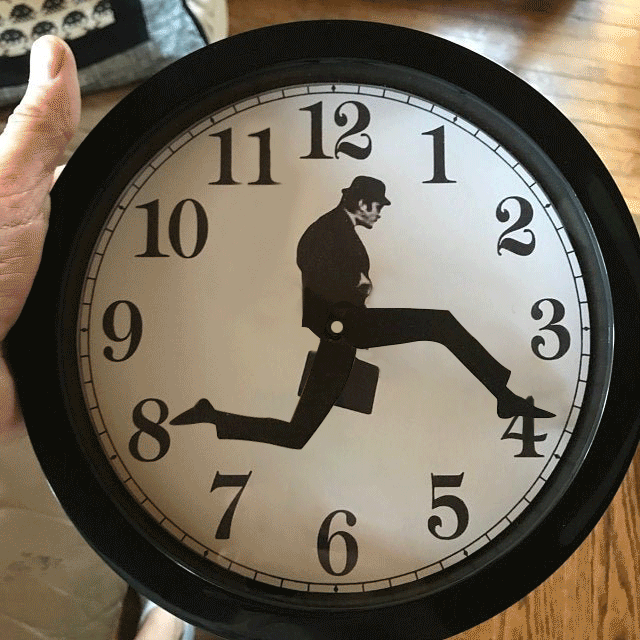 Ministry Of Silly Walks Clock with Glass Front Cover-xinru