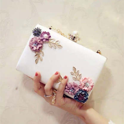 Elegant 3D Floral Design Dinner Clutch-xinru