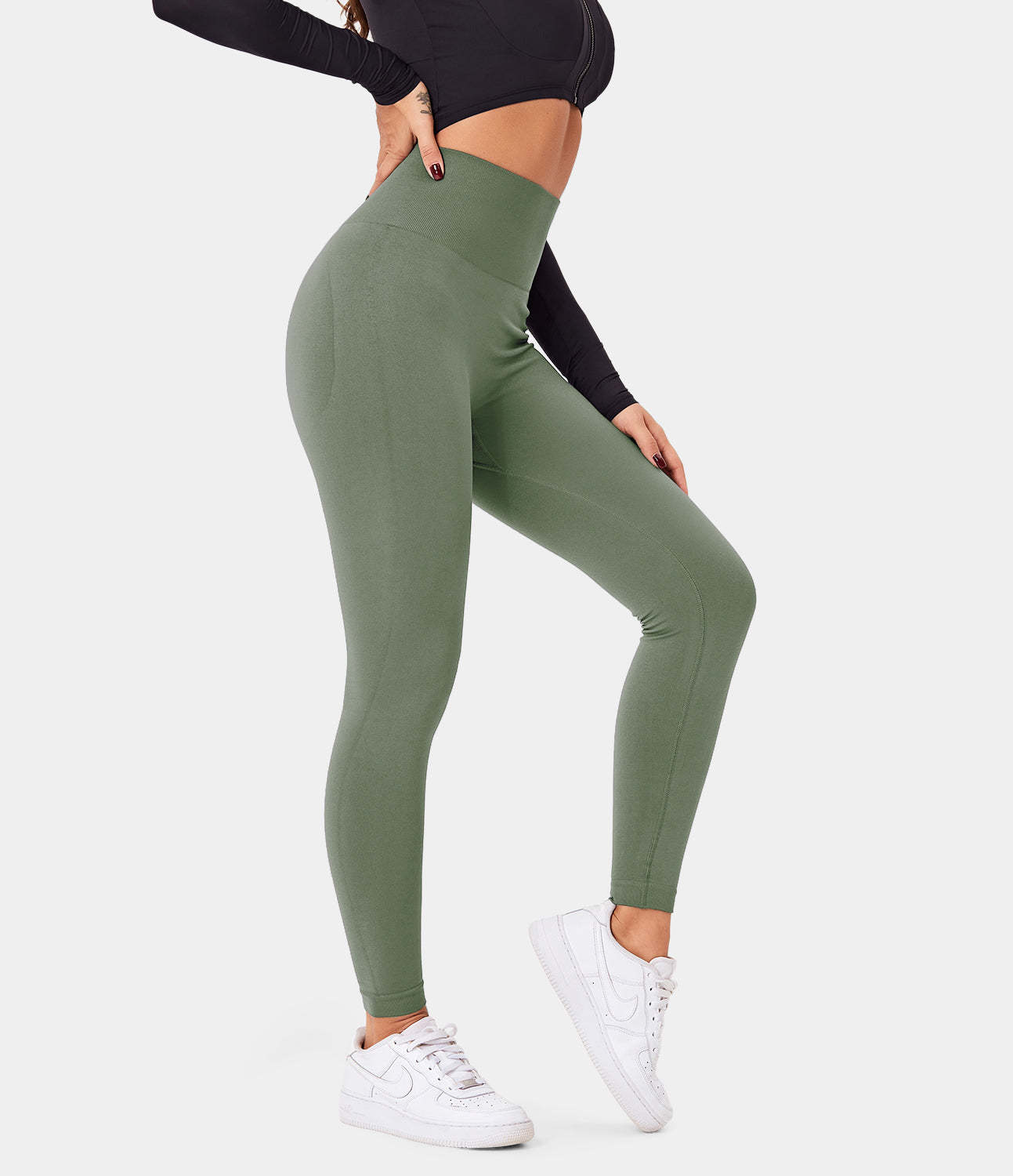 Seamless Flow High Waisted Butt Lifting Plain Full Length Leggings-xinru shop