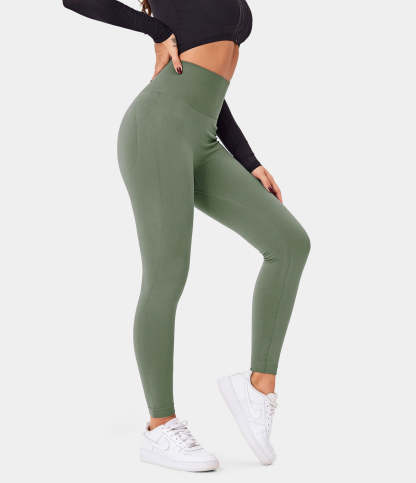 Seamless Flow High Waisted Butt Lifting Plain Full Length Leggings-xinru shop