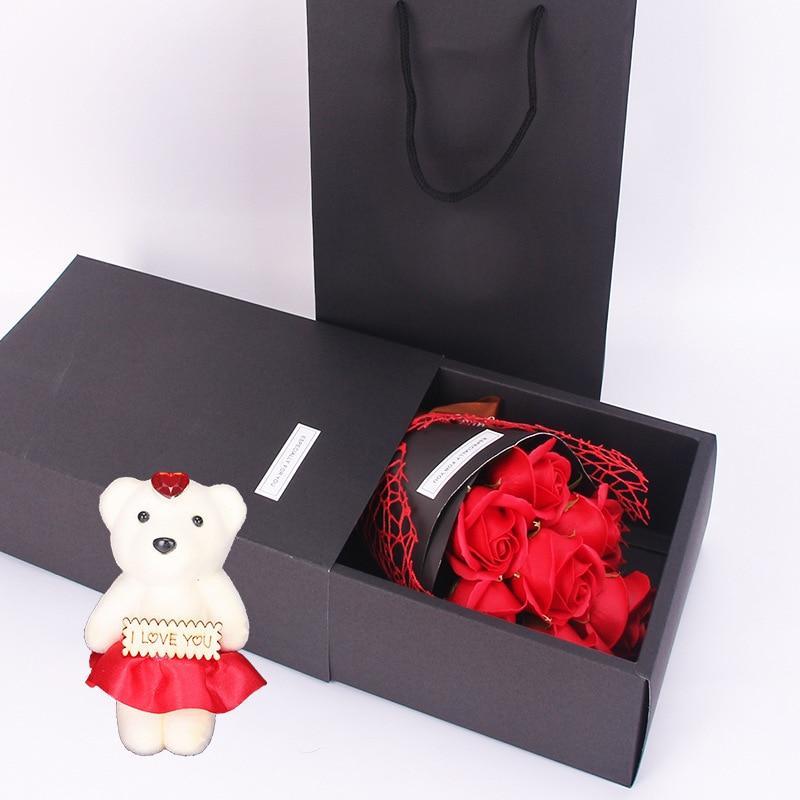 Rose Teddy Bear Bouquet Enchanted Soap Flower-xinru