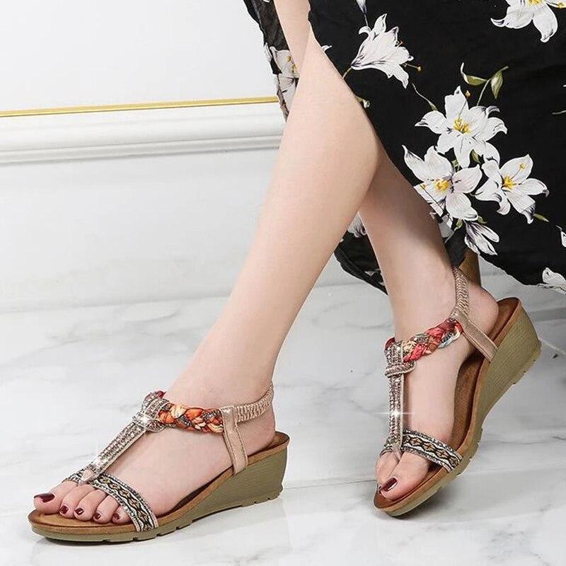 Women Bohemia Clip Toe Beach Wedges Sandals-xinru