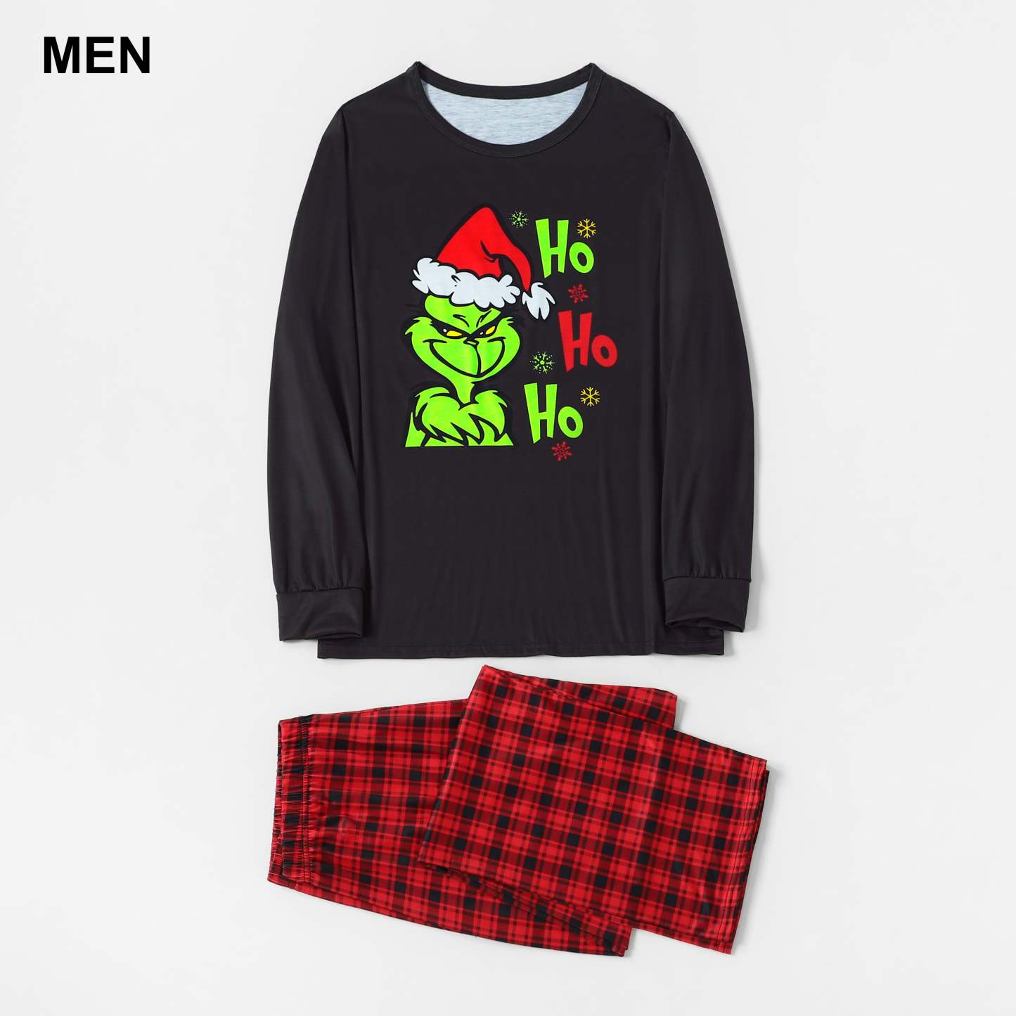 Plus Size Grinch Printed Plaid Design Christmas Family Matching Pajamas-xinru shop