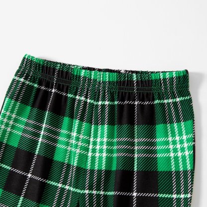 Plus Size Christmas Gnomes and Letter Print Green Family Matching Long-sleeve Pajamas Sets-xinru shop