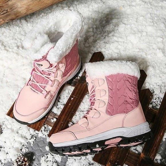 Women Anti-slip Fur Warm Waterproof Snow Boots Mid Calf-xinru shop