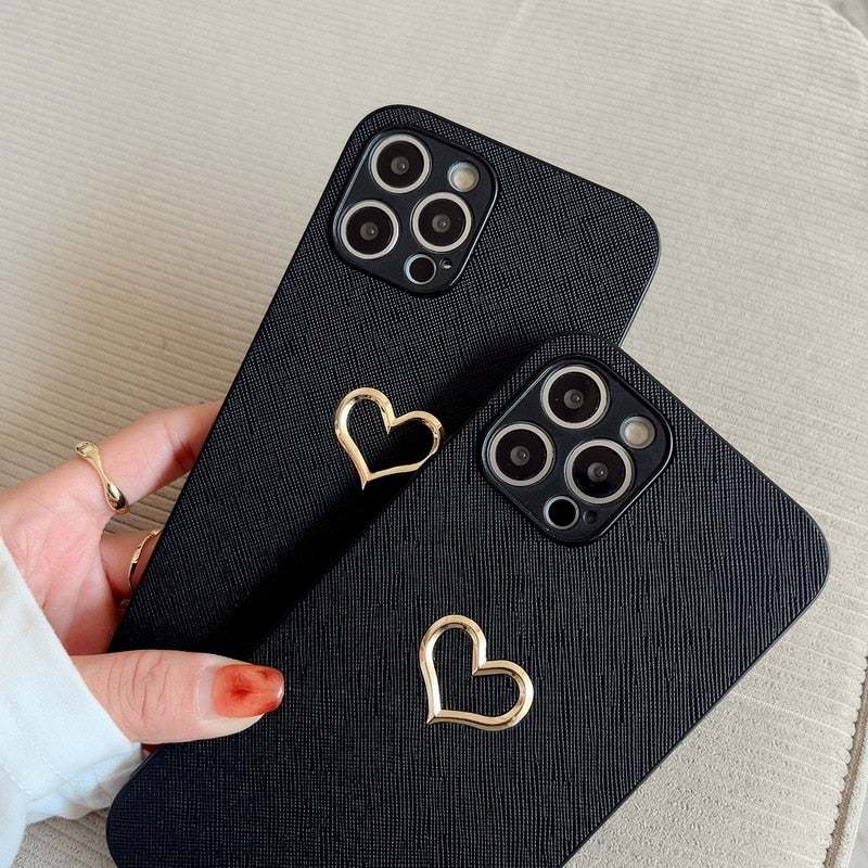 Shockproof 3D Gold Heart Case-xinru