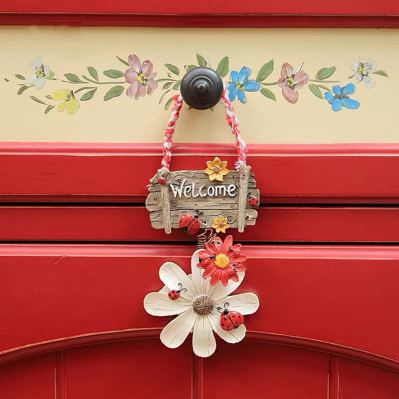 Ladybug Sunflower Welcome Door Hanger Set-xinru