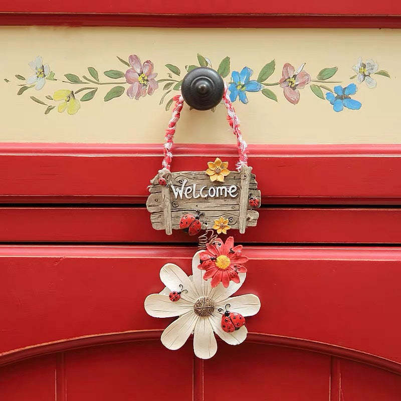 Ladybug Sunflower Welcome Door Hanger Set-xinru
