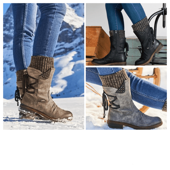 Women's Winter Warm Back Lace Up Snow Boots, 6 Colors-xinru shop