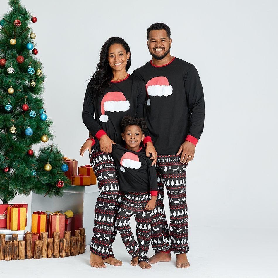Plus Size Santa Hat Pattern Family Matching Pajamas Sets-xinru shop