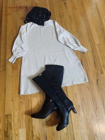 Casual Spring Sleeve Knit Cardigan Plain Dress-xinru