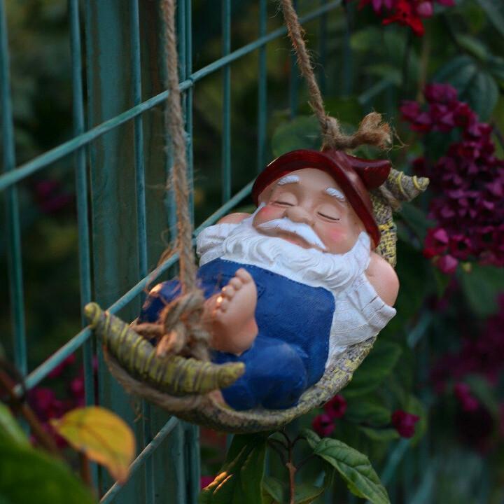 Funny Garden Gnomes Outdoor Hanging Statue Hammock Gnome-xinru