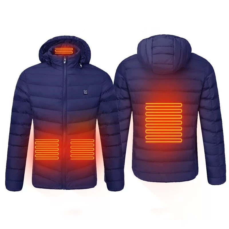 Men's Down Heated Jacket with Battery Pack 7.4V and Detachable Hood-xinru shop