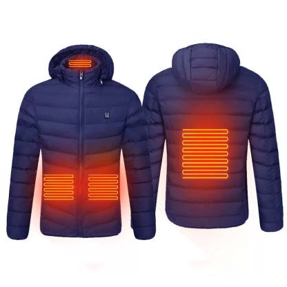 Men's Down Heated Jacket with Battery Pack 7.4V and Detachable Hood-xinru shop