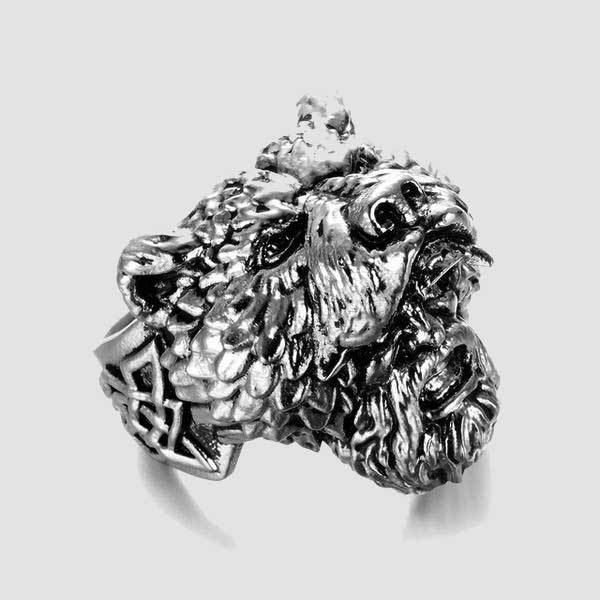 Viking Bear Warrior Mens Silver Stainless Steel Biker Rings Vintage Jewelry-xinru
