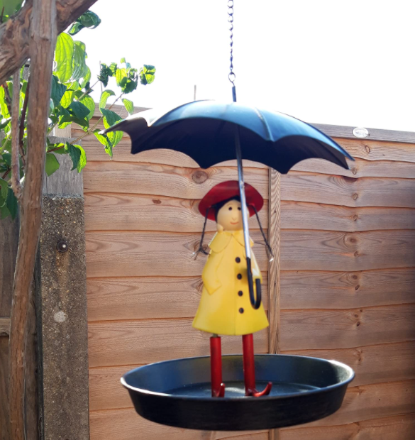 Bird Feeder Metal Hanging Chain Girl And Umbrella Bird Feeder For Wild Birds-xinru