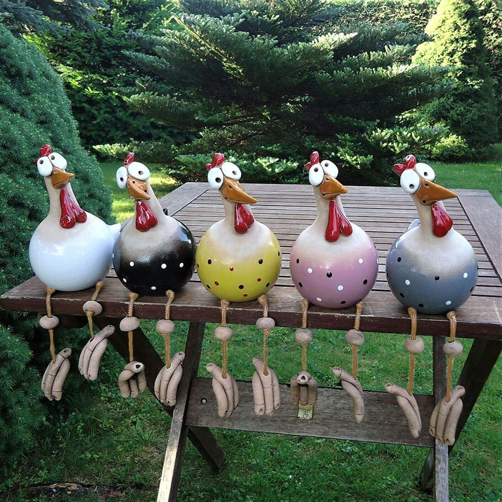 Resin Chicken Figurines Yard Art Decor-xinru