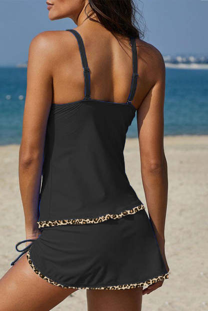 Wpmen's Sexy Leopard Splicing Camisole Tankini-xinru