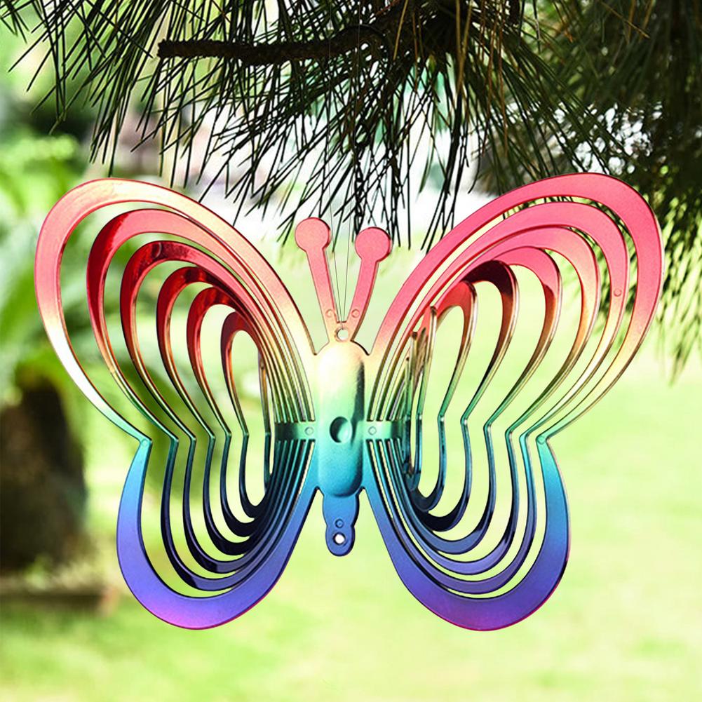 Reflective Windmill Decor Butterfly Wind Chimes Metal Wind Spinner-xinru