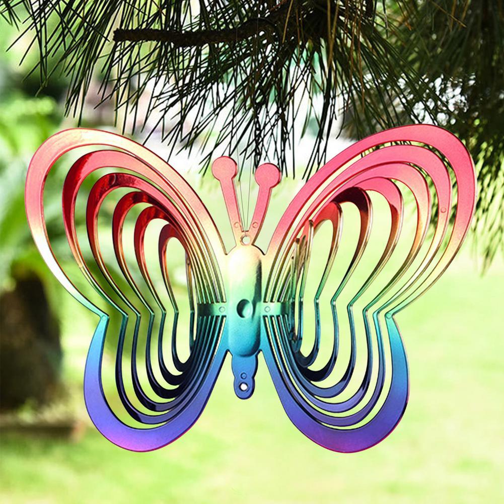 Reflective Windmill Decor Butterfly Wind Chimes Metal Wind Spinner-xinru