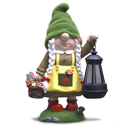 Solar Light Garden Gnome Holding Lantern Ornament Yard Art-xinru