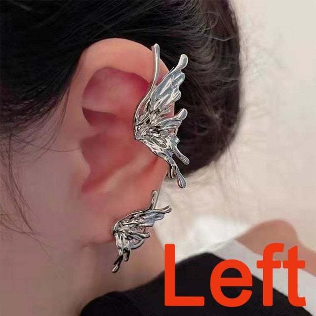 Girls Fashion Gold and Silver Butterfly Earrings-xinru