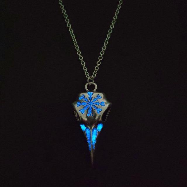 Viking Raven Glowing Runic Compass Pendant Necklace-xinru