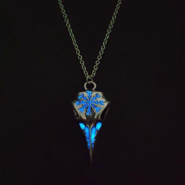 Viking Raven Glowing Runic Compass Pendant Necklace-xinru