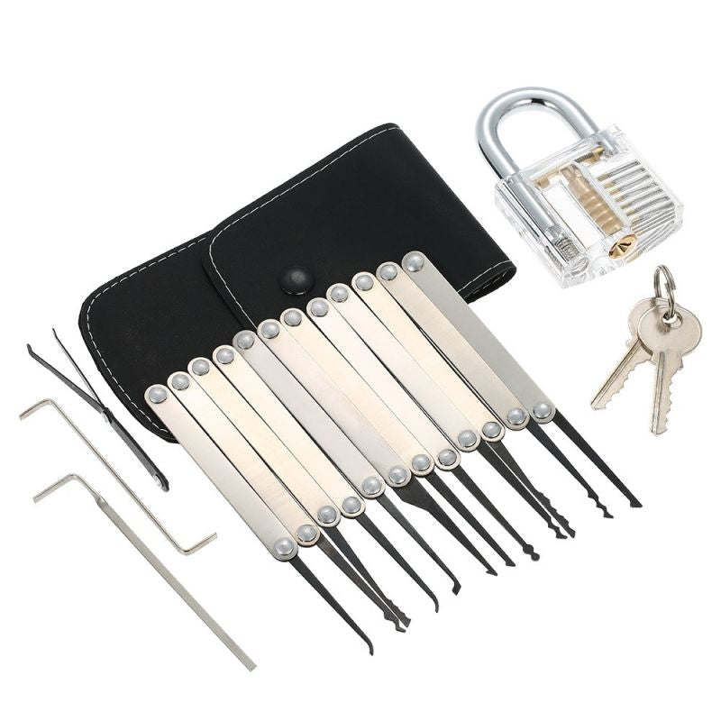 Lock Picking Set Kit Tool With Transparent Practice Training Padlock Lock For Locksmith Beginners And Professional-xinru shop